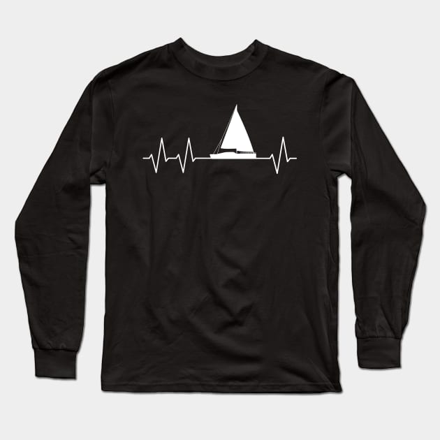 Sailing Ship Heartbeat Sailboat Pulse Captain Long Sleeve T-Shirt by Foxxy Merch